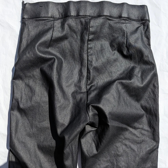Zara Vegan Leather Black Pants with Zip Up Front Ankles - Size Small - Picture 8 of 9